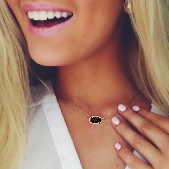 KENDRA SCOTT • Rose Gold Elisa Chocolate Drusy Necklace - Picture 2 of 4